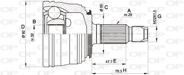 OPEN PARTS Šarnīru komplekts, Piedziņas vārpsta CVJ5395.10